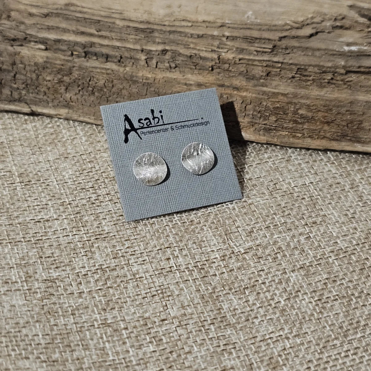 Ohrstecker rund, gewellt & mattiert – 925 Silber – 10 mm