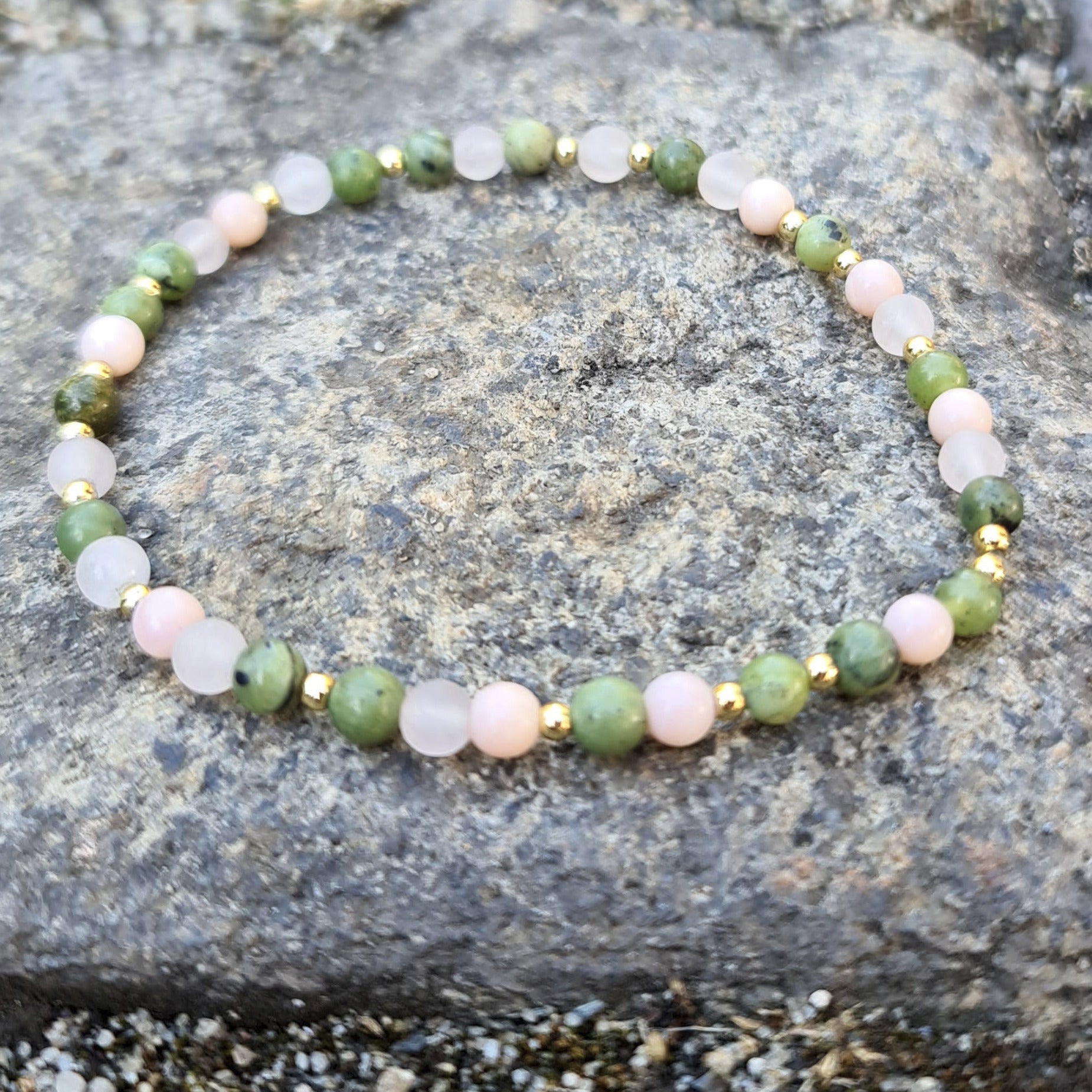 Edelsteinarmband Nephrit-Pinkopal