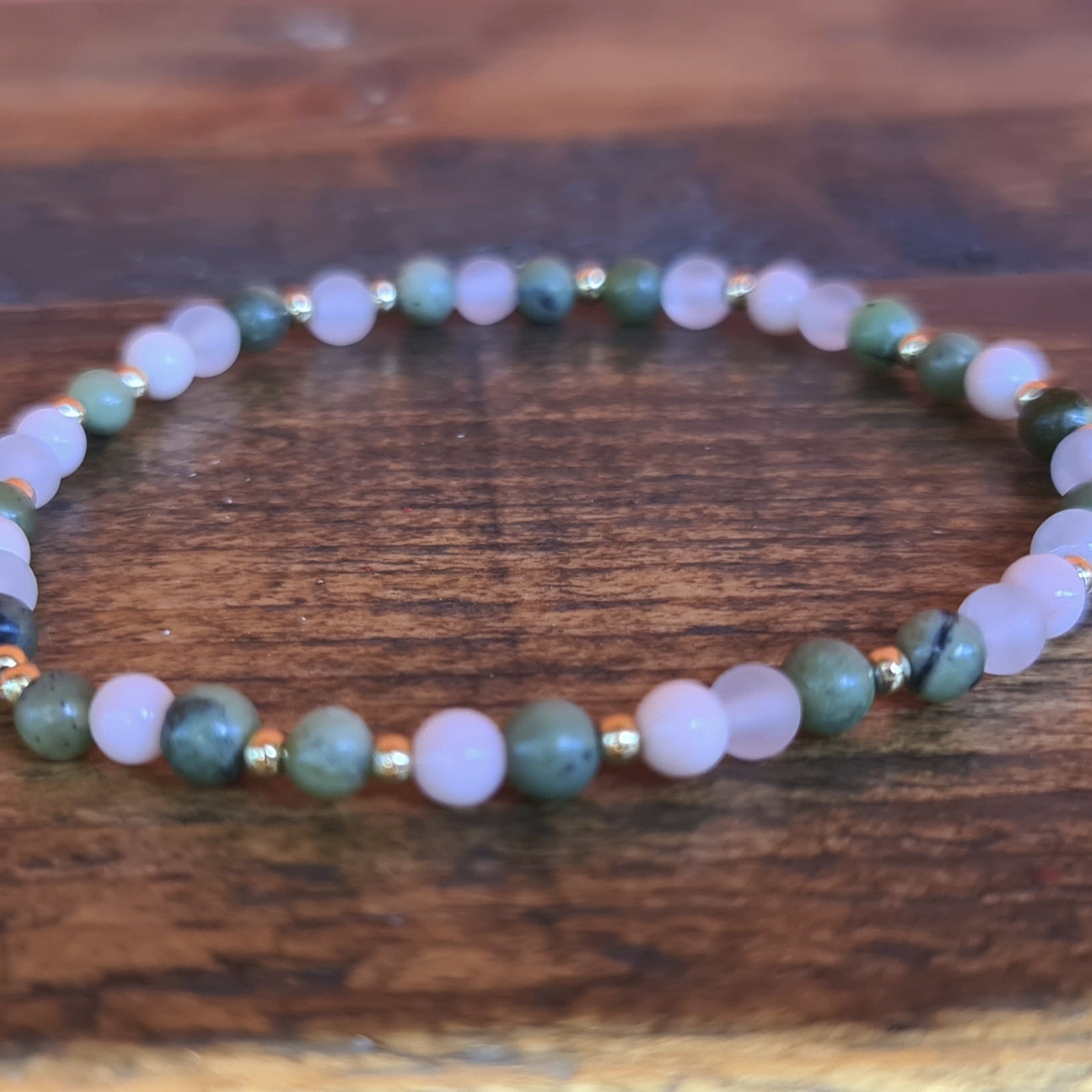 Edelsteinarmband Nephrit-Pinkopal