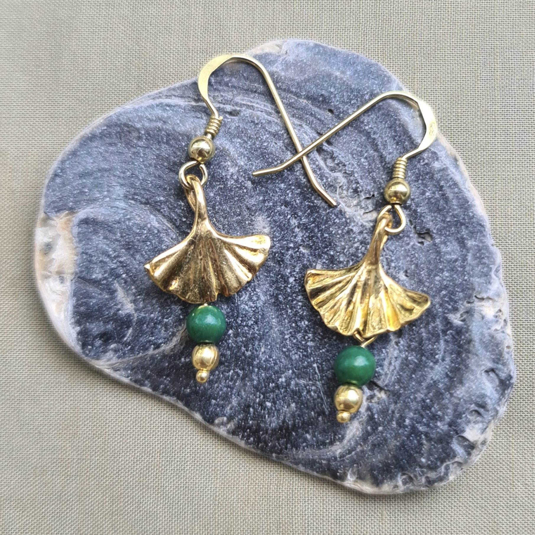 Ohrhänger Ginkgo Edelstein Crysocoll