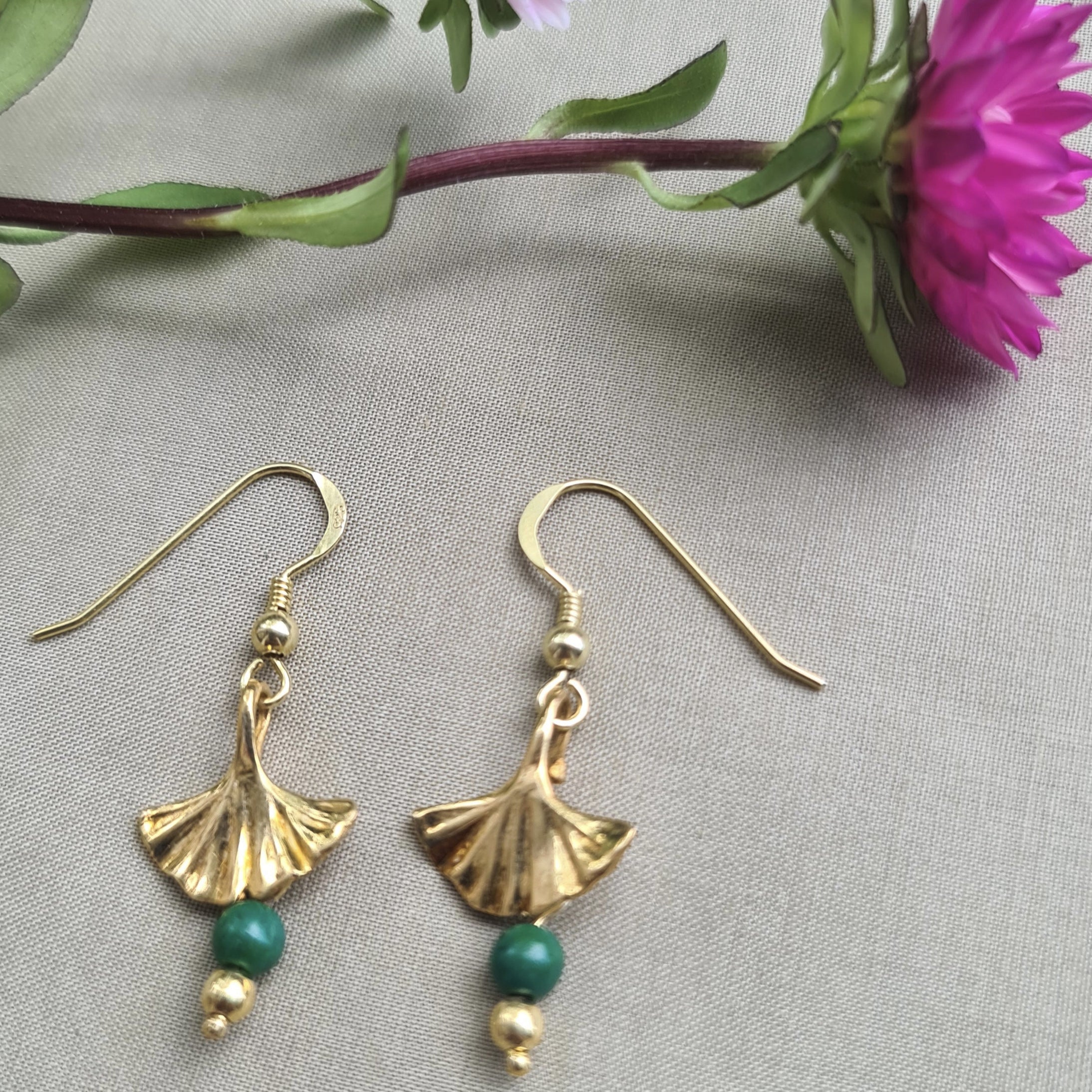 Ohrhänger Ginkgo Edelstein Crysocoll