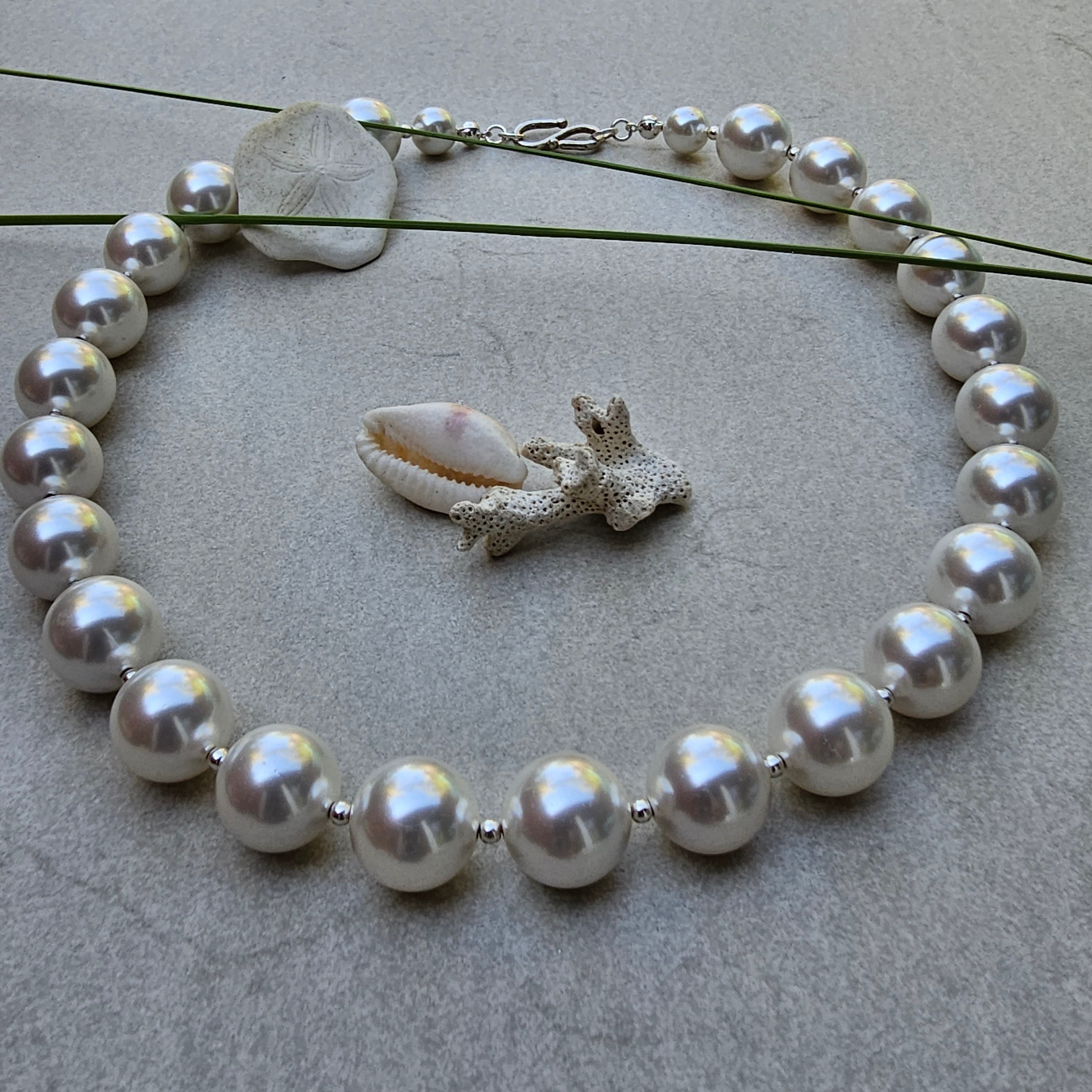 Kette große Muschelkernperlen