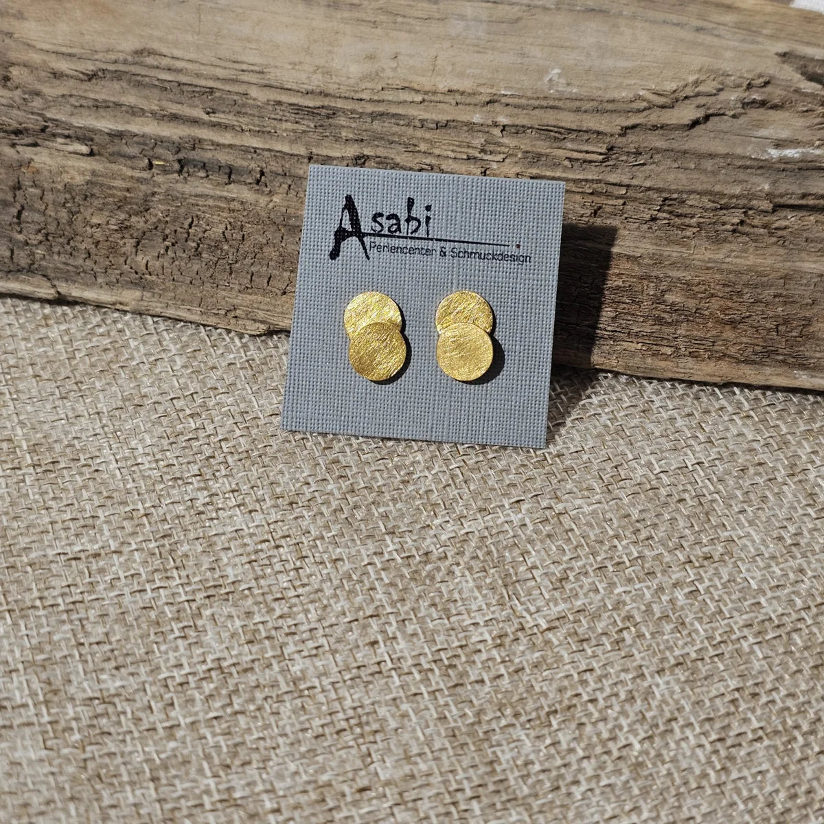 Ohrstecker Doppelkreis – 925 Silber goldplattiert – 12 mm