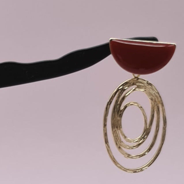 Ohrhänger Emaillie bordeaux oval