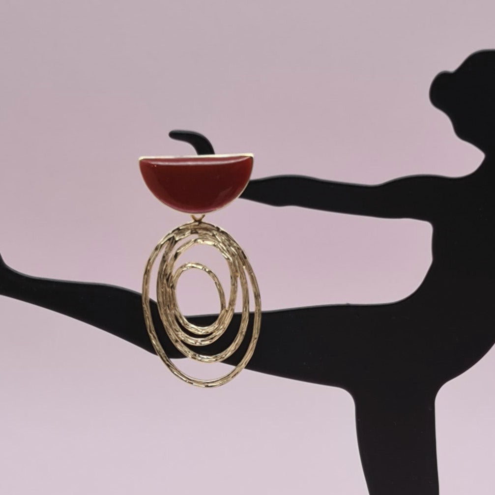 Ohrhänger Emaillie bordeaux oval