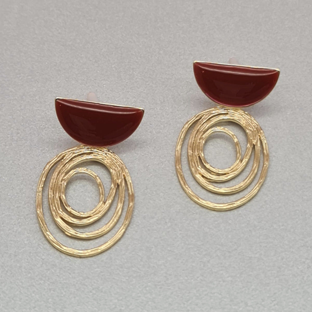 Ohrhänger Emaillie bordeaux oval