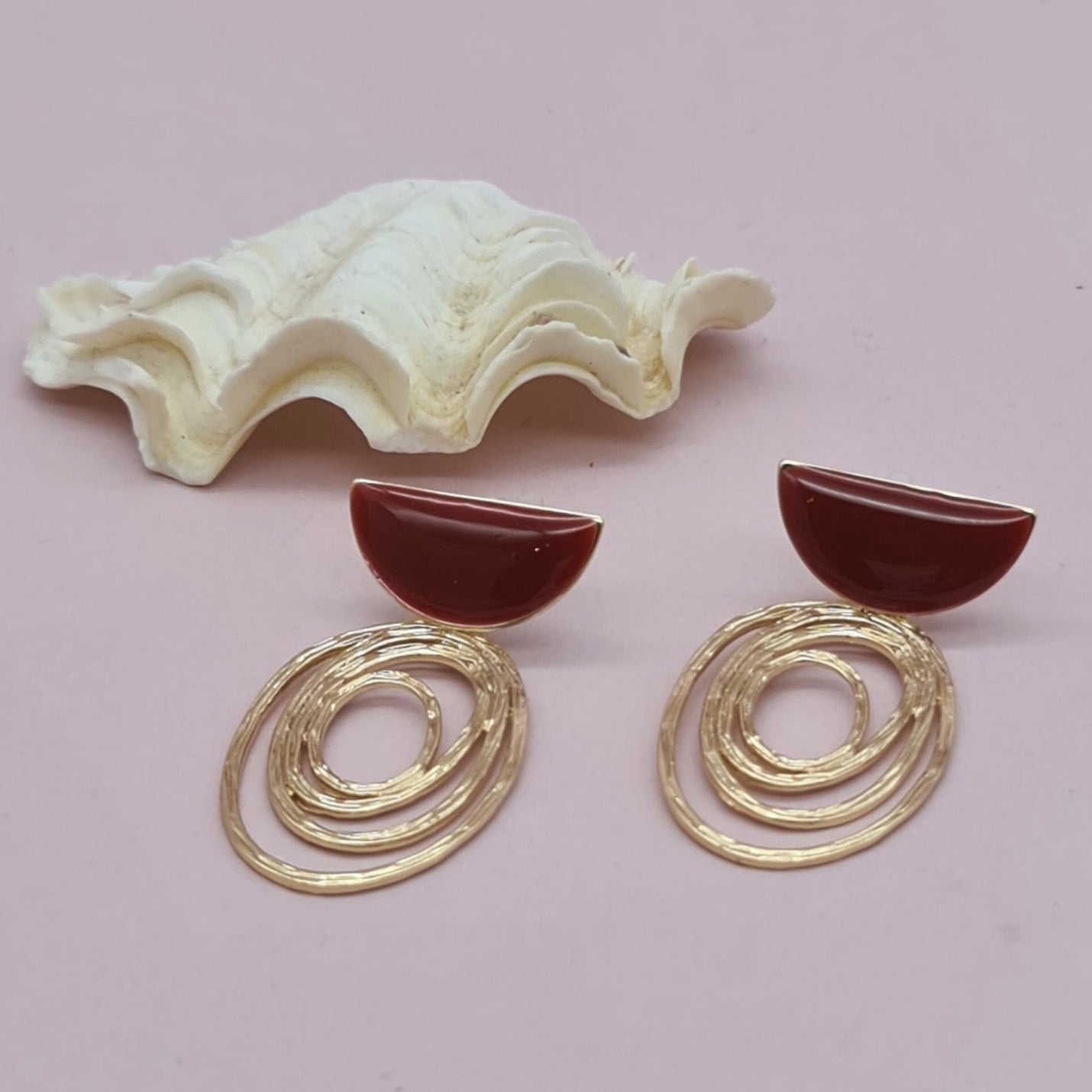 Ohrhänger Emaillie bordeaux oval